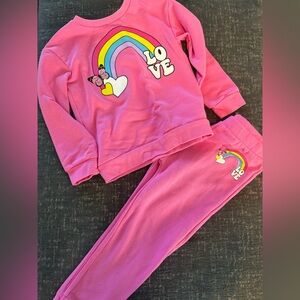 The Children's Place Pink Set with Rainbow and Heart Design